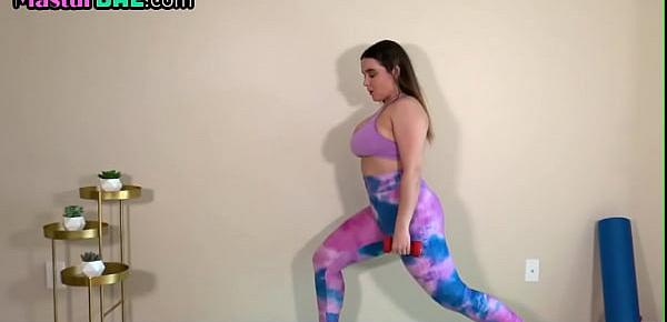 Curvy yoga babe works out before masturbating